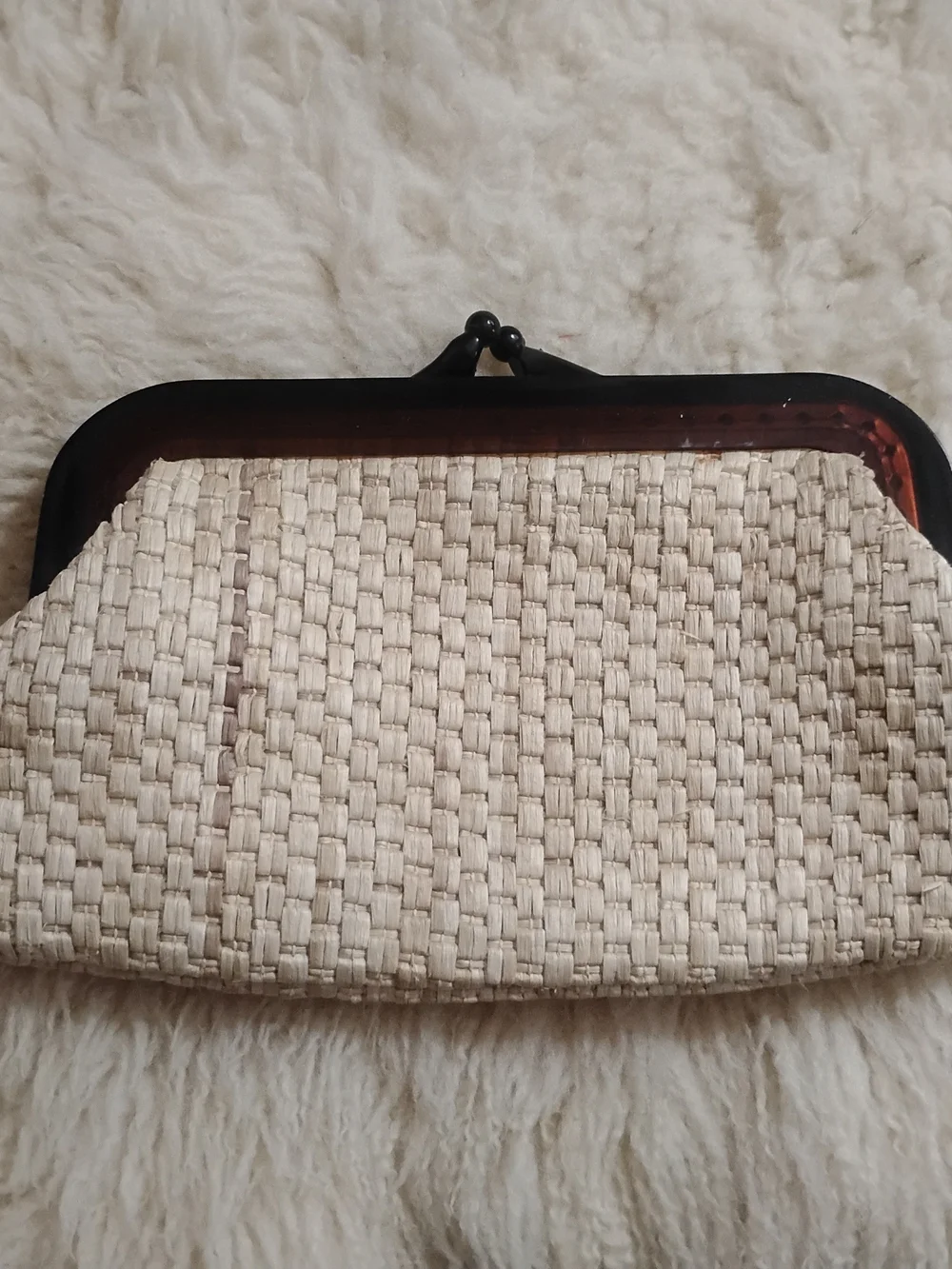 Woven Straw Clutch Purse in Natural Beige